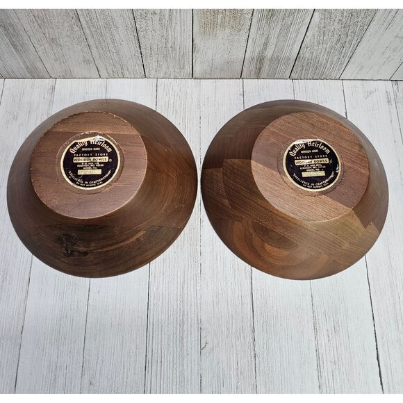 Vintage MCM Quality Heirloom Wooden Ware Model 1016 Set of 2 Rustic Oak Bowls - Picture 3 of 7